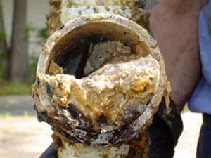 Clogged sewer pipe