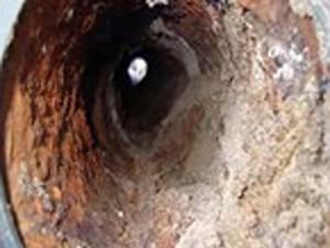 Interior view of damaged sewer pipe